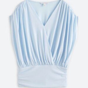 41 Hawthorn Draped Surplice Sleeveless Blouse – Light Blue – XXL